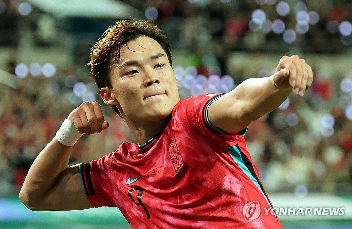 추가골 오현규의 세리머니