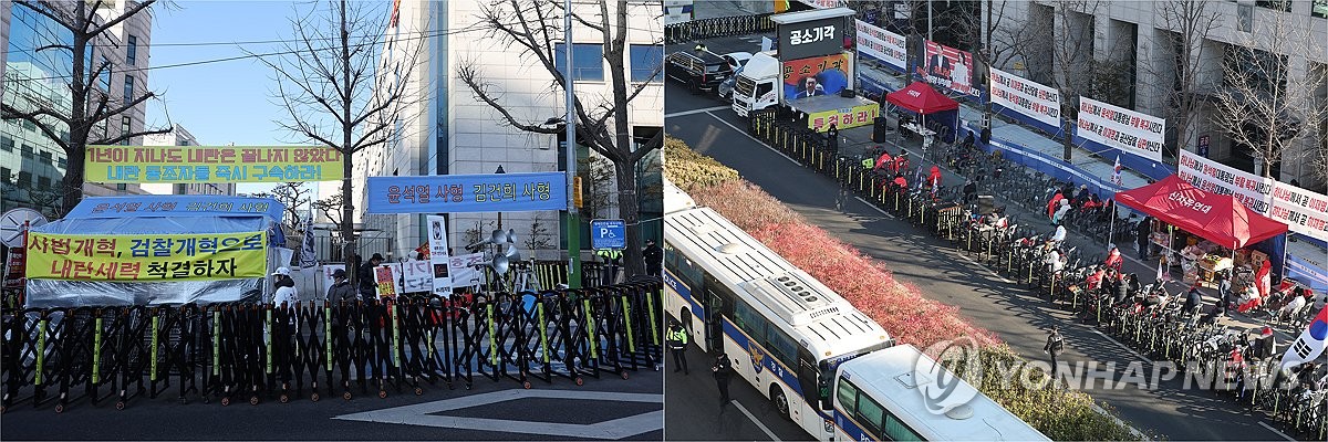 윤석열 내란 우두머리 혐의, 유죄·무죄 촉구로 갈린 집회