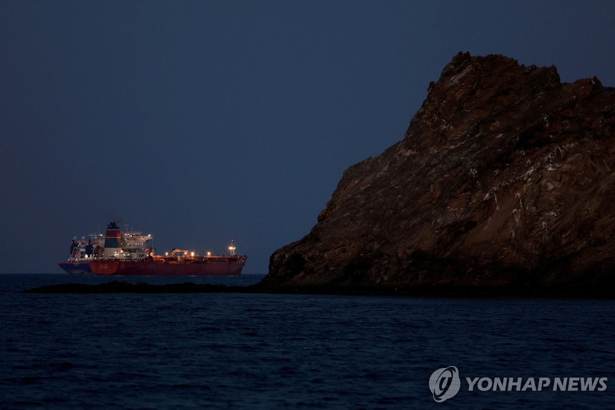 호르무즈 해협 인근 정박 중인 화물선